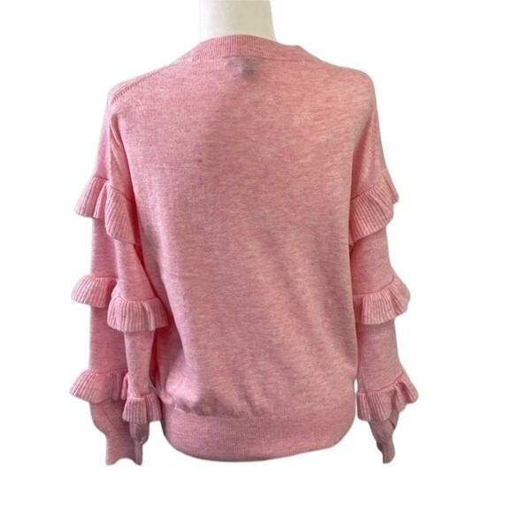 J Crew NWOT Ruffle Sleeve Sweater Wool Blend Pullover Ballet Girl Barbie Pink - Picture 6 of 16